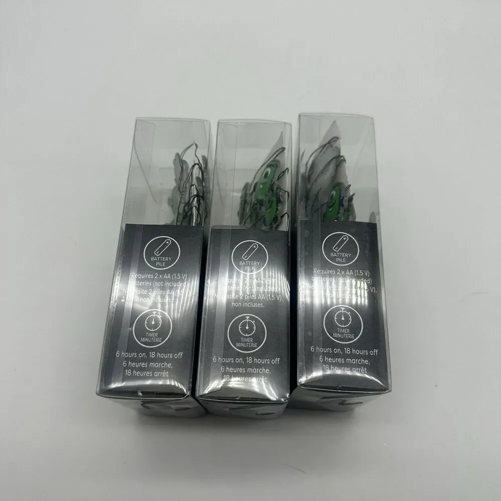 Lot of 3 Ashland Halloween Green Monster Icon String Lights New